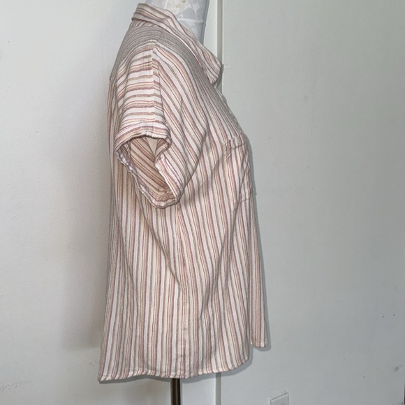 Style & co Large Short Sleeve Thin Striped 3/4 Button Down Collared Top - Picture 3 of 8